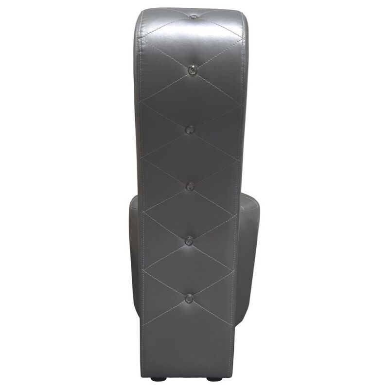 Best Master Furniture Best Master High Heel Faux Leather Crystal Studs Shoe Chair In Silver