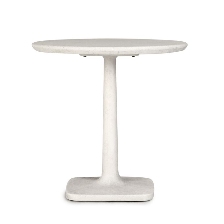 Paul 31 Inch Outdoor Bistro Table, Tulip Padestal Base, White Concrete  - Benzara