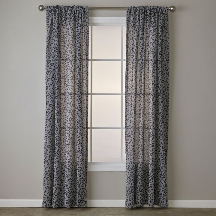 SKL Home By Saturday Knight Ltd Cheetah Spot Window Curtain Panel - 56X63", Charcoal