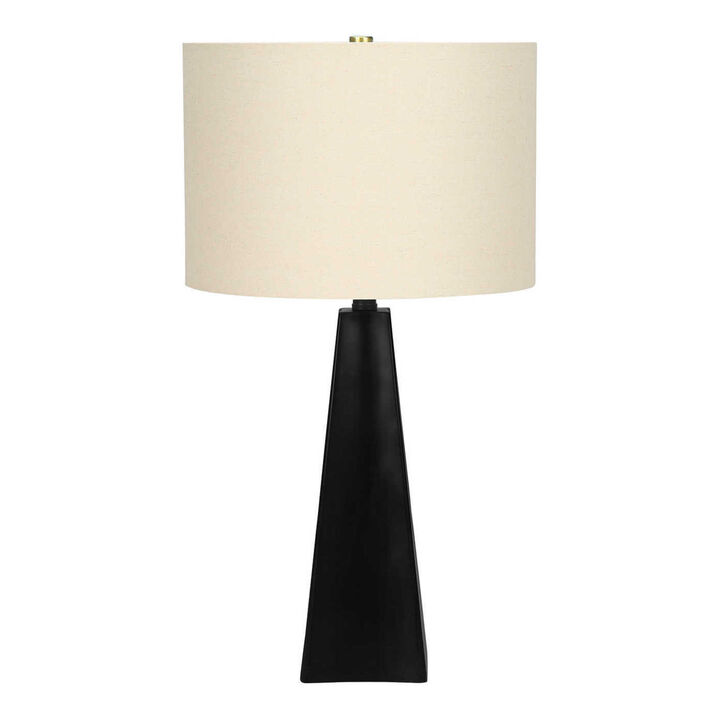 ELEMENT ACE Modern Table Lamp with Sleek Triangular Base, Linen Drum Shade, 3-Way Rotary Switch, Perfect Accent Lighting for Living Room, Bedroom, and Home Office