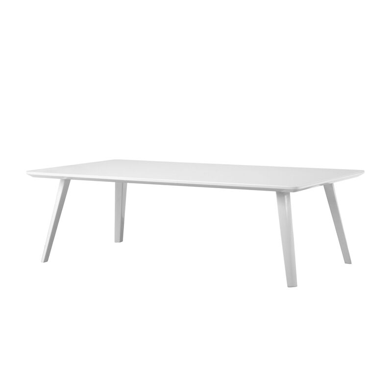 Hle 51 Inch Coffee Table, Rectangular White Top, Powder Coated Legs, Wood