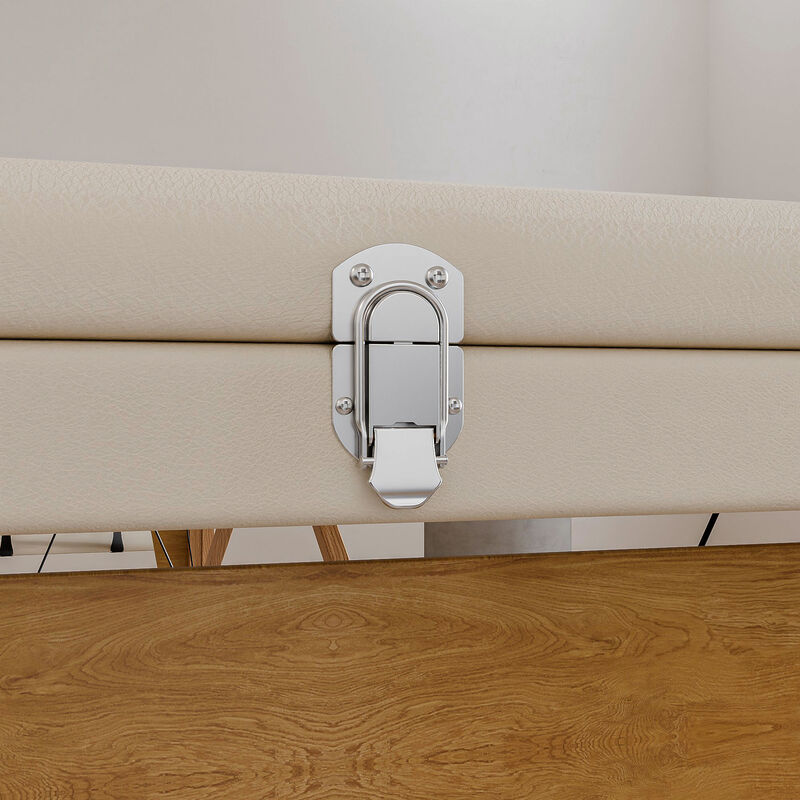 FUFU&GAGA Portable Folding Massage Bed with Solid Wood Legs & Metal Frame, Beige PVC Leather Top (Open: 84.2 in. W x 21.2 in. D x 26.7 in. H / Folded: 36.2 in. W x 7 in. D x 21.2 in. H), Beige