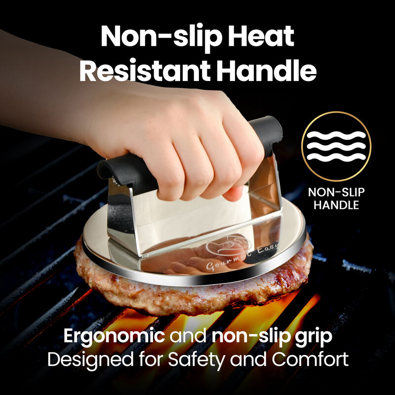2lb Smash Burger Press Stainless Steel, Burger Smasher for Griddle Heat Resistant Handle, Hamburger Press