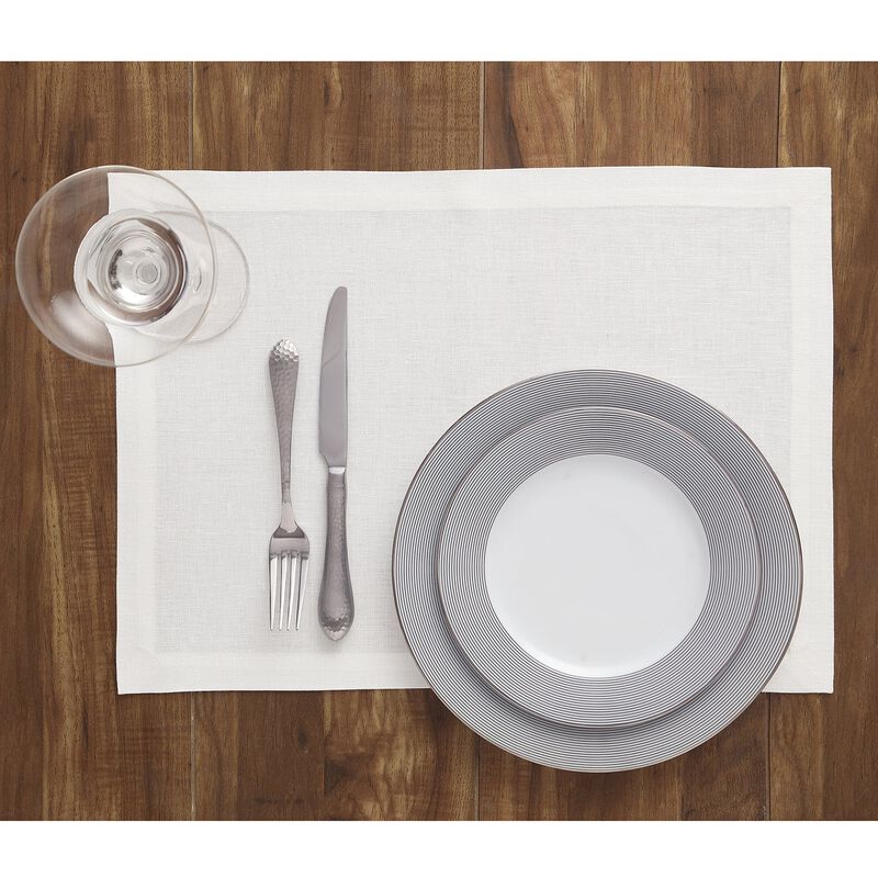 Solino Home Diana 100% Linen Placemats &ndash; Set of 4, 14 x 19 in, Machine Washable, Holiday and Everyday Dining