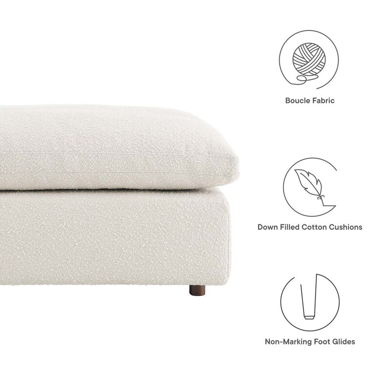 Commix Down Filled Overstuffed Boucle Fabric Ottoman image number 6