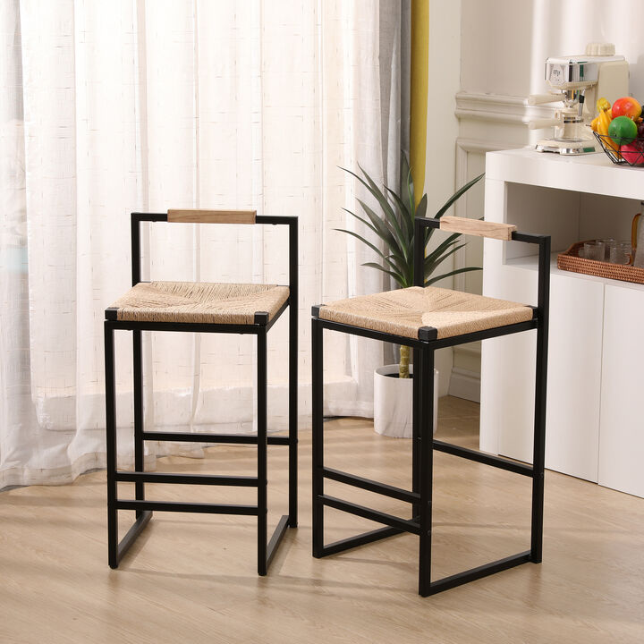Set of 2 Bar Stools Counter Height Dining Chairs for Kitchen & Home Seating