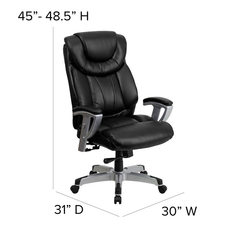 HERCULES Series Big & Tall 400 lb. Rated Black Fabric Executive Ergonomic Office Chair with Silver Adjustable Arms