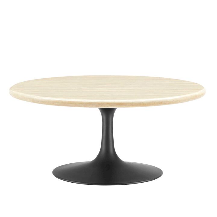 Lippa 36&rdquo; Round Faux Travertine Coffee Table