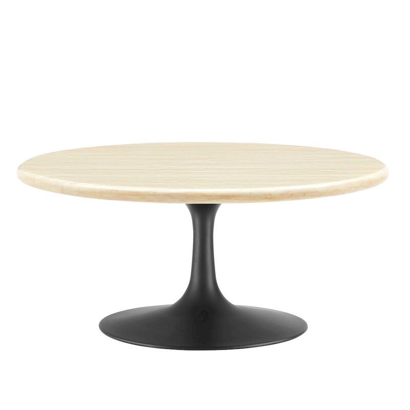 Lippa 36&rdquo; Round Faux Travertine Coffee Table image number 0