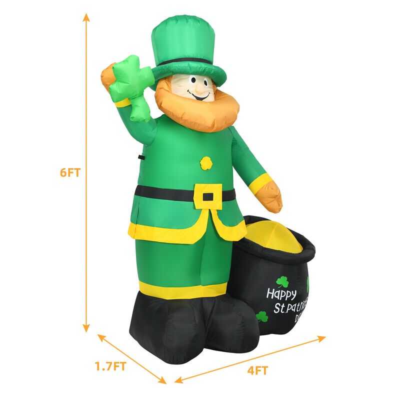 Patrick's Day Inflatable Leprechaun for for Yard and Lawn