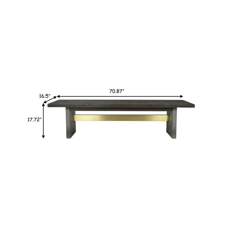 Cid Coe 71 Inch Modern Dining Bench, Wood Seat, Concrete Base, Gray-Benzara