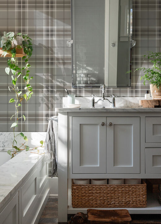 Sala Neutral Plaid Wallpaper
