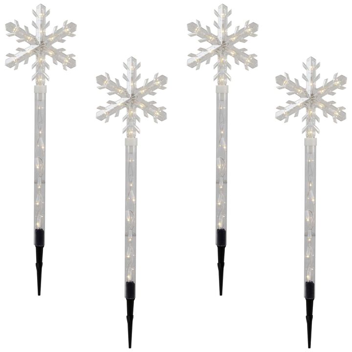 4ct Snowflakes Christmas Pathway Marker with Lawn Stakes - Clear Lights