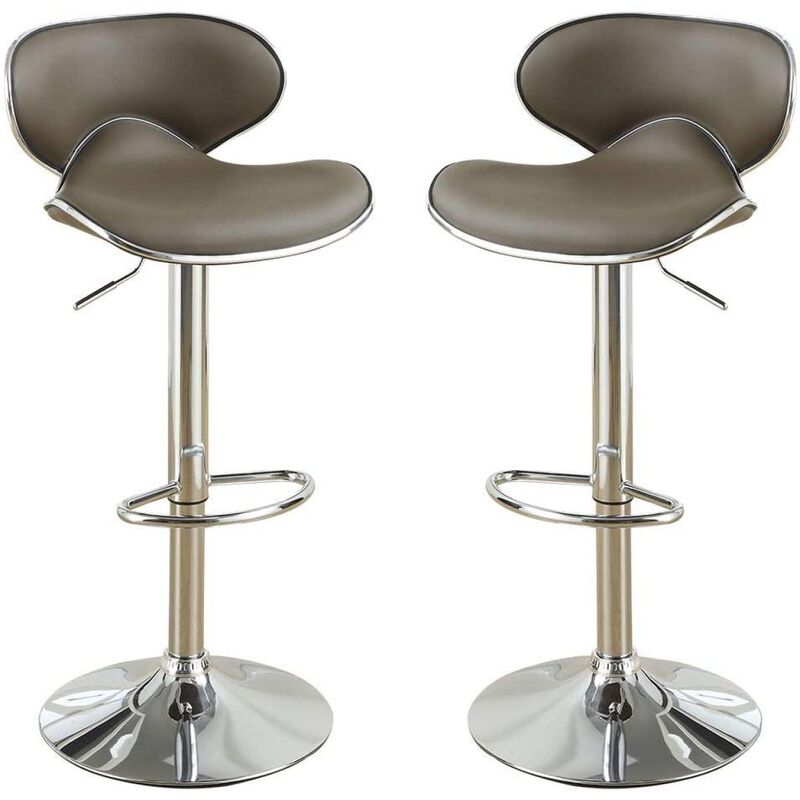 Espresso Faux Leather PVC Barstool Counter Height Chairs Set of 2 Adjustable Height Kitchen Island Stools
