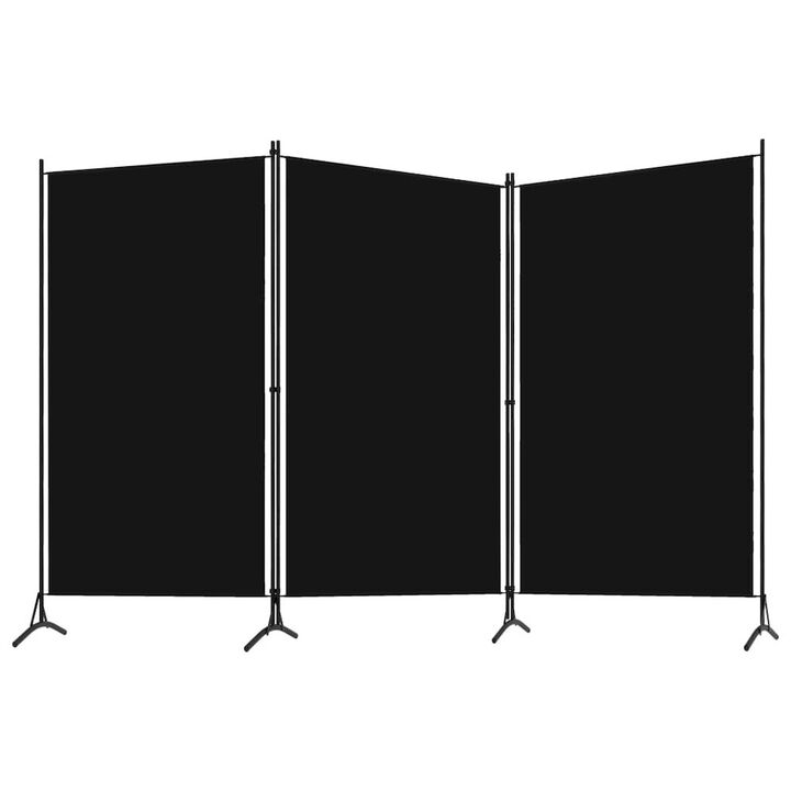 3-Panel Room Divider Black 102.4"x70.9" Fabric