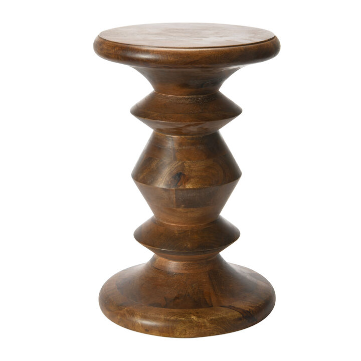 Berns Mid Century Modern Solid Wood End Table or Stool, Classic Walnut Finish