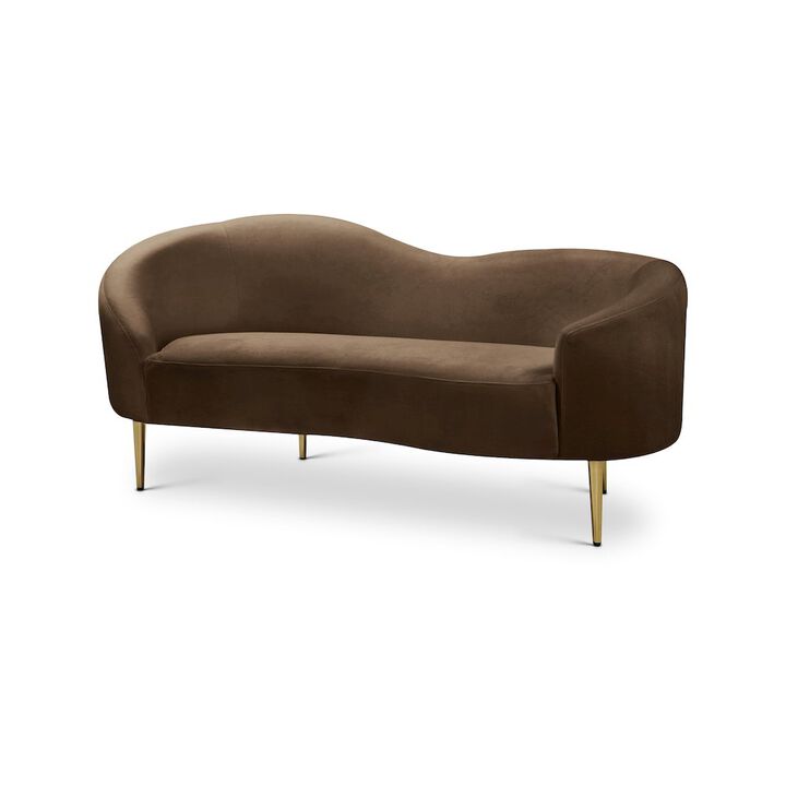 Meridian Furniture Ritz Brown Velvet Loveseat
