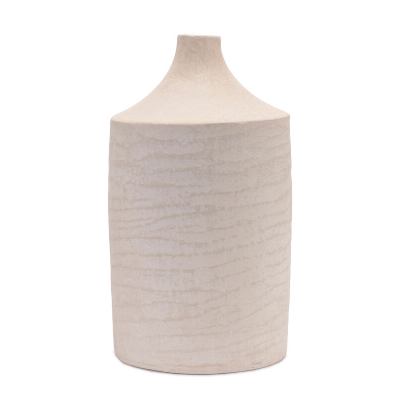 HomeRoots 18" Beige Recycled Paper Cylinder Jug Floor Vase image number 0