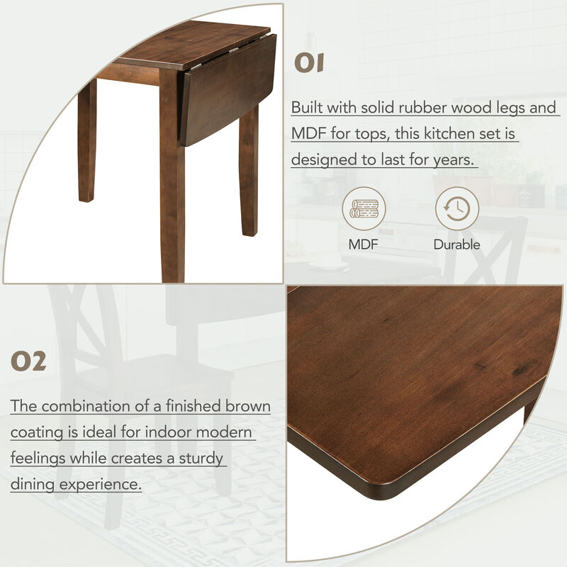 Merax 3-Piece Wood Drop Leaf Extendable Dining Table Set