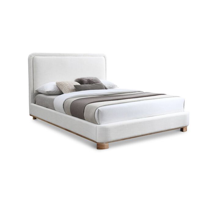 Meridian Furniture Nolita Cream Linen Textured Fabric King Bed