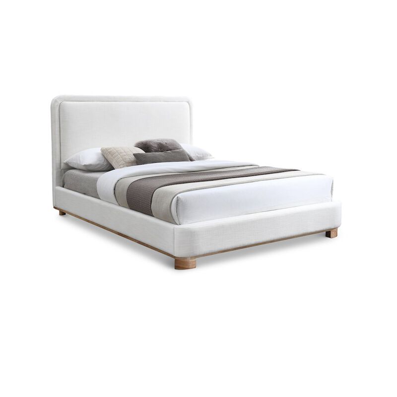 Meridian Furniture Nolita Cream Linen Textured Fabric King Bed