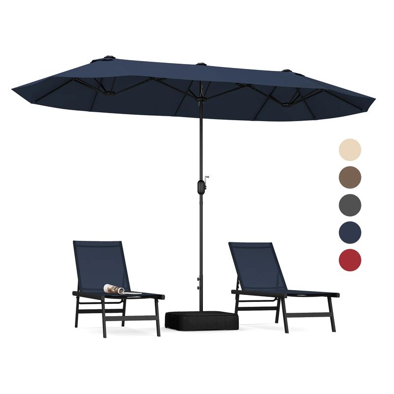 Mondawe 13 Feet Double-Sided Patio Twin Table Umbrella with Crank Handle