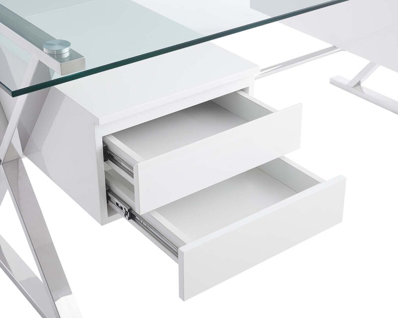Modway EEI-6226-WHI Sector 71" Glass Top Glass Office Desk, White image number 7