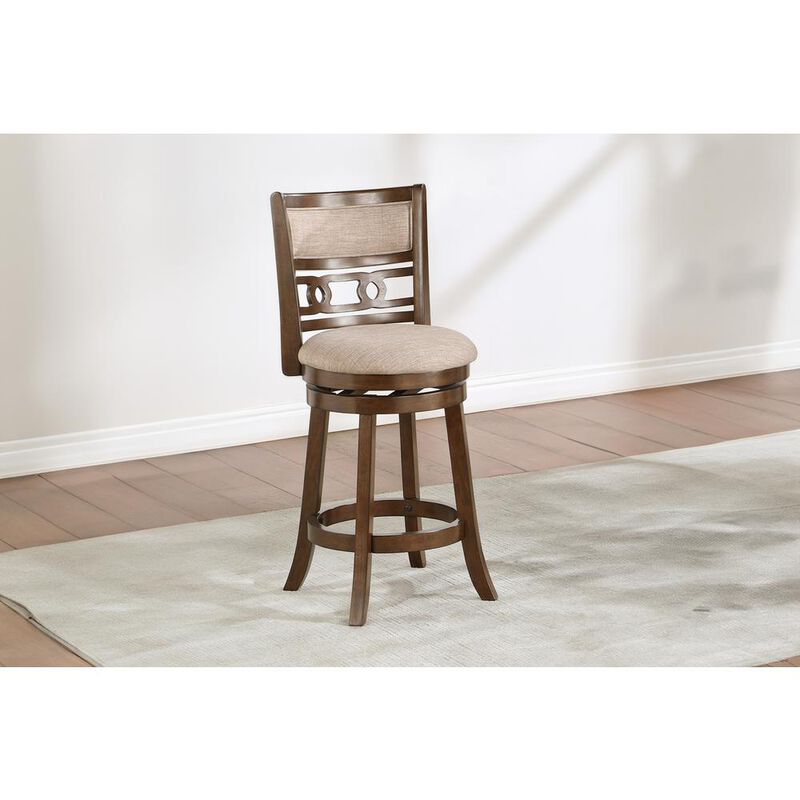 New Classic Furniture Gia 24 Solid Wood Swivel Counter Stool with Fabric Seat in Cherry