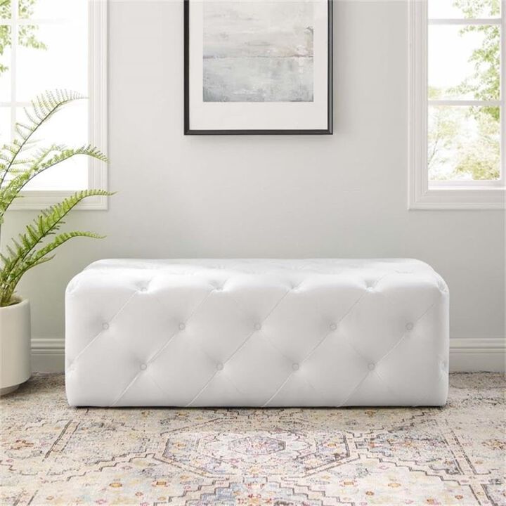 Modway EEI-3767-WHI Anthem 48" Tufted Button Entryway Faux Leather Bench, White