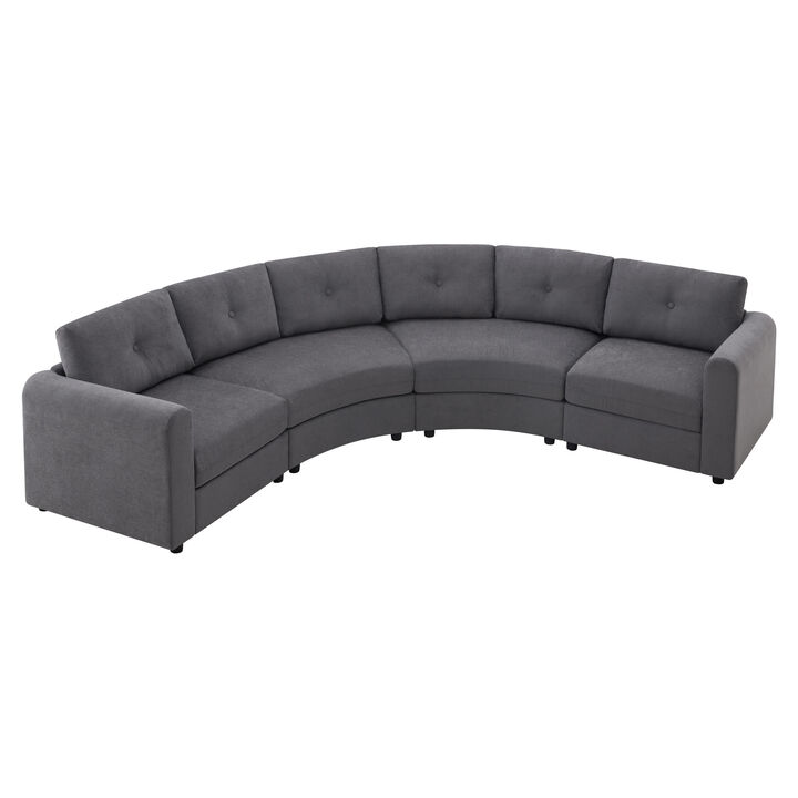 Merax Curved Modular Sectional Sofa with Customizable Layout, High-Resilience Foam & Pocket Spring Seats