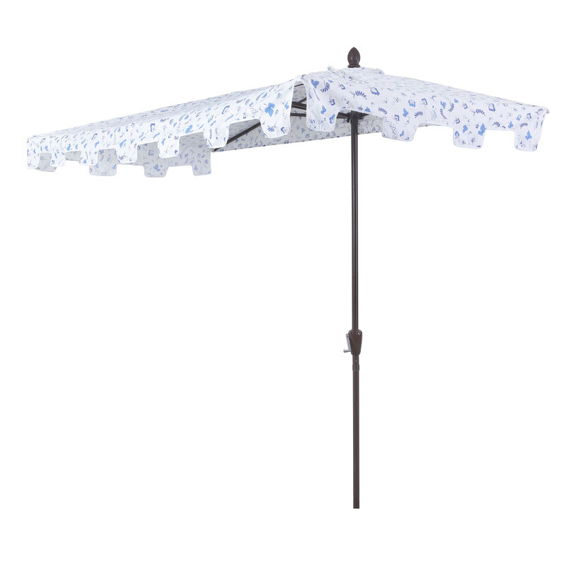 Sidney Classic MidCentury Rectangular Half Market Patio Umbrella with Crank, Wind Vent and UV Protection