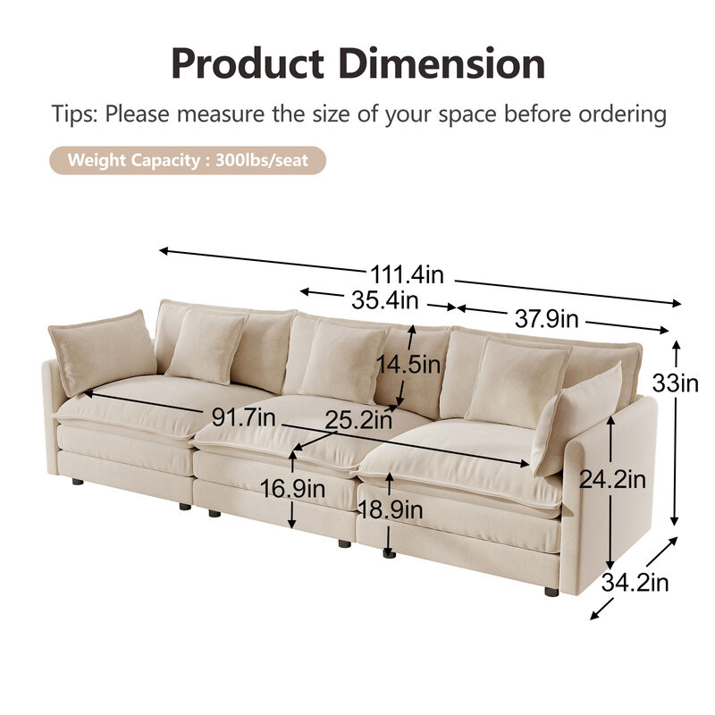 Ninad Mid‑Century Modern 3‑Seater Modular Sofa image number 9