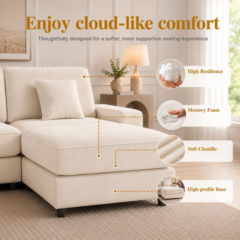 114.2" Modular L-Shaped Sectional Sofa image number 4