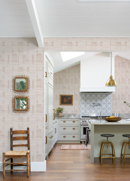 Callaway Pink Woven Stripes Wallpaper