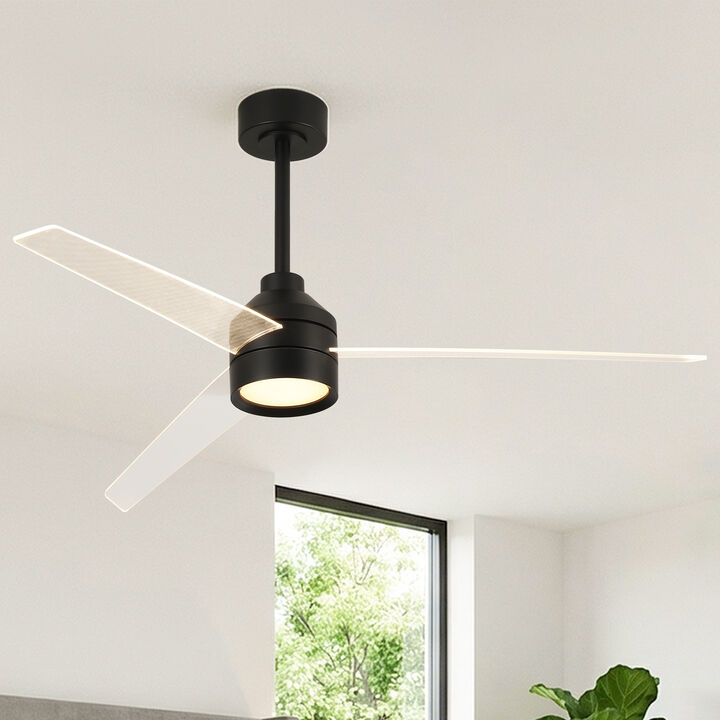 55" Modern Black Reversible Dimmable 8-Speed Ceiling Fan with Light and Remote