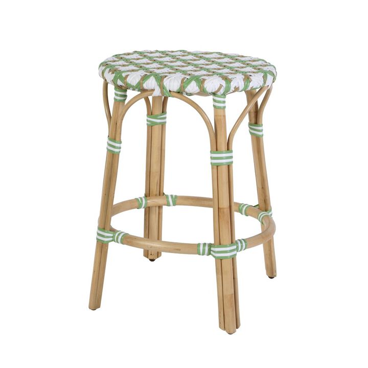 Butler Specialty Ballito 24 in. Seat Height Oval Rattan Counter Stool, Yellow and Brown
