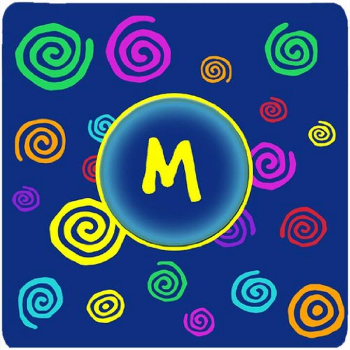 Caroline's Treasures CJ1011-MFC Monogram-Blue Swirls Foam Coasters (Set of 4), Initial Letter M, 3.5 H x 3.5 W, Multicolor