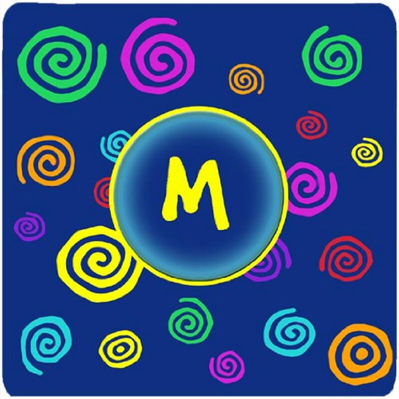 Caroline's Treasures CJ1011-MFC Monogram-Blue Swirls Foam Coasters (Set of 4), Initial Letter M, 3.5 H x 3.5 W, Multicolor