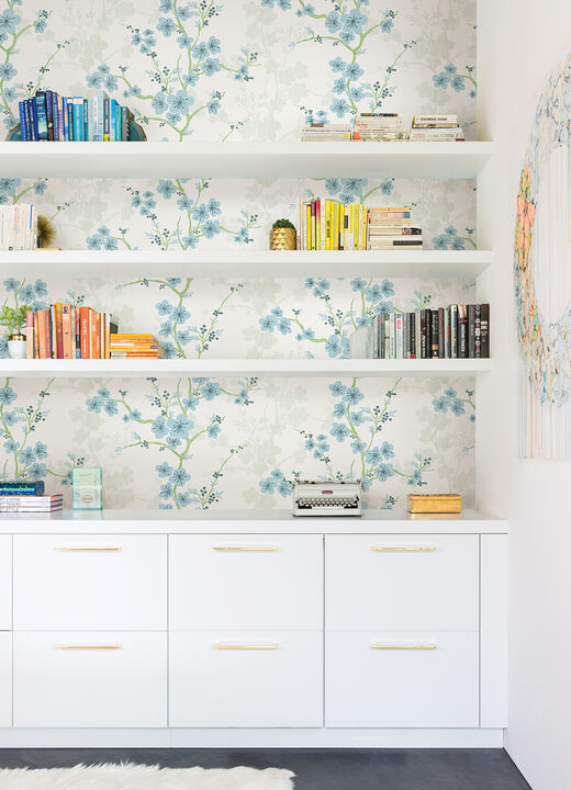 Nicolette Light Blue Floral Trail Wallpaper (Set of 2)
