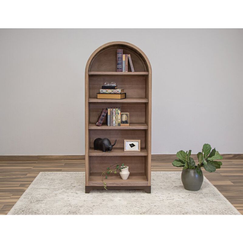 Casa Rocio Natural Parota 5 Shelf Bookcase, Brown cappuccino