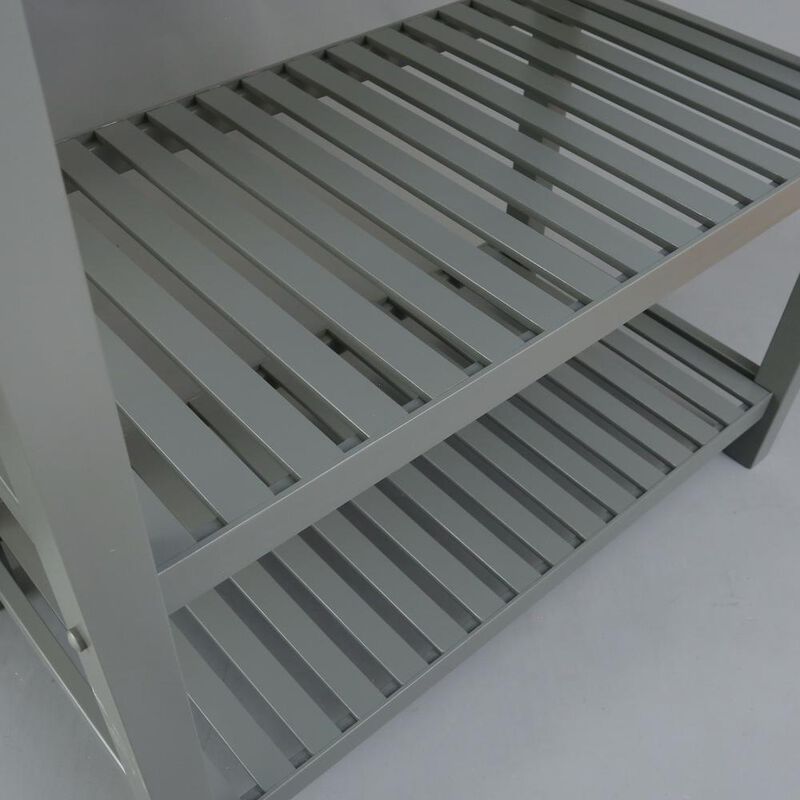 Casual Home Kitchen Island Bar Station with Hardwood Counter Top - Slate Gray