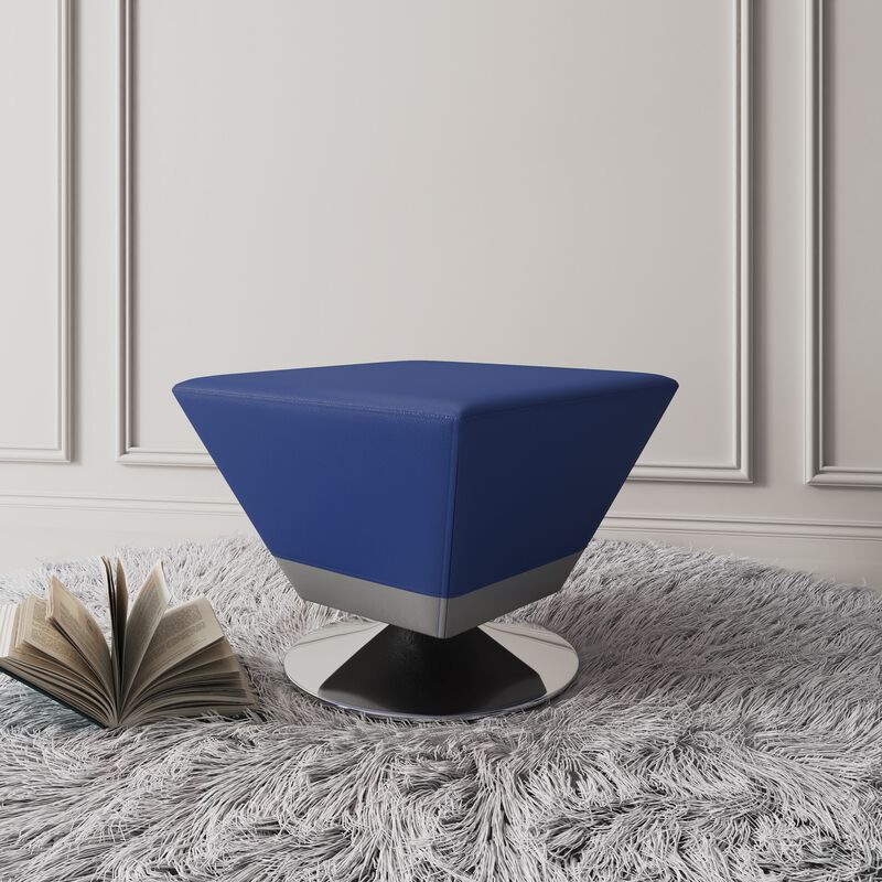 Diamond Blue Swivel Ottoman