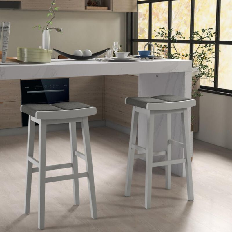 Hivvago 2 Pieces Upholstered Saddle Barstools with Padded Cushions