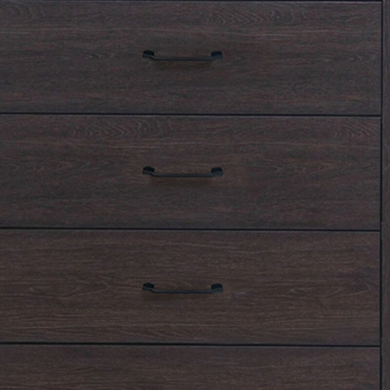 Chest with 5 Drawers and Grain Details, Dark Brown-Benzara