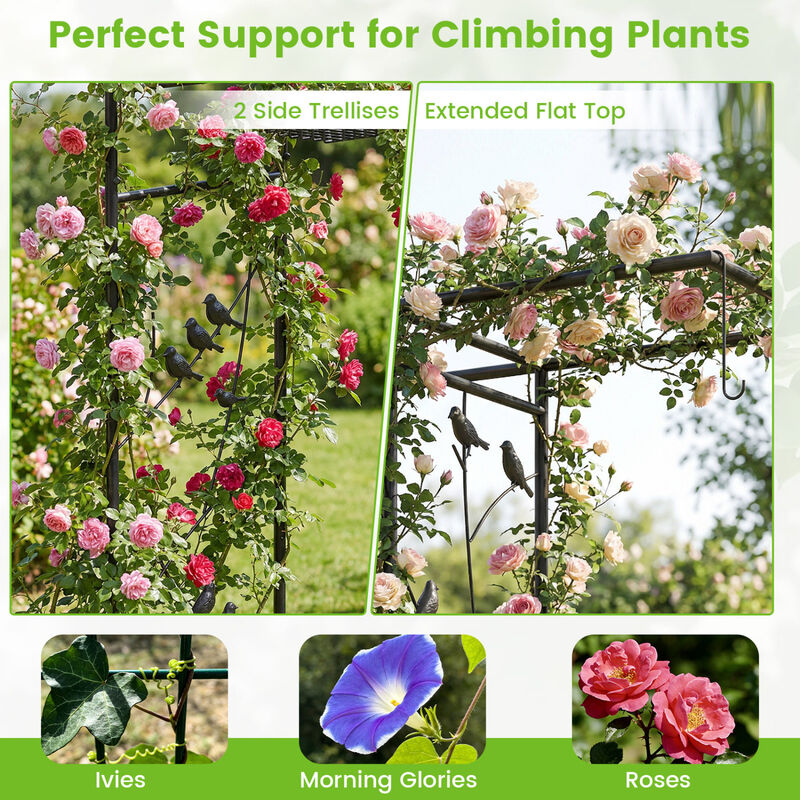 84 Inch Outdoor Bird Feeding Station with Garden Arbor and Water Bowl image number 5