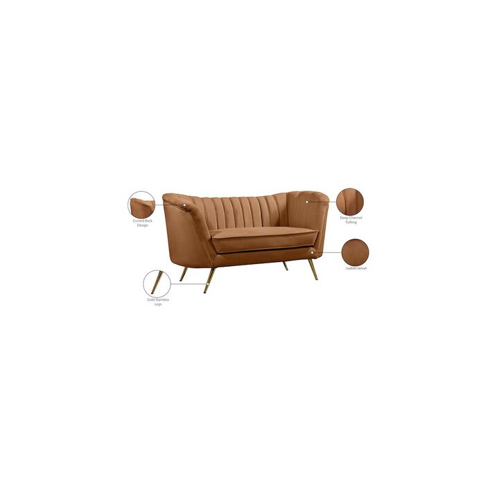 Meridian Furniture Margo Saddle Velvet Loveseat