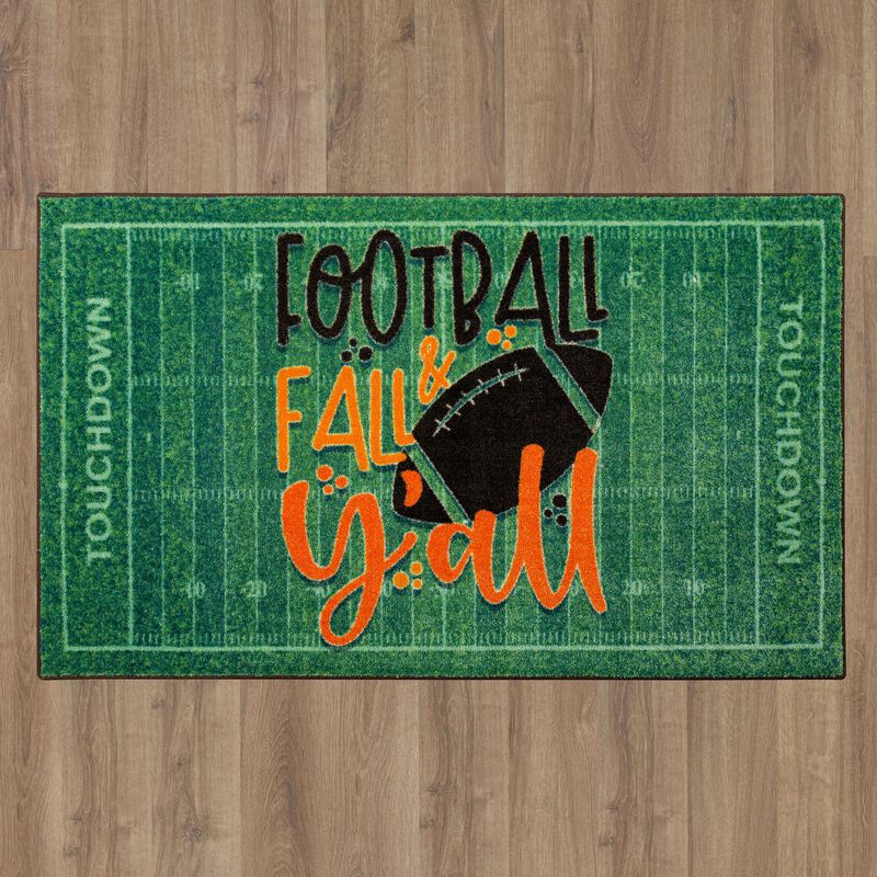Football & Fall Yall Green 2' x 3' 4" Kitchen Mat