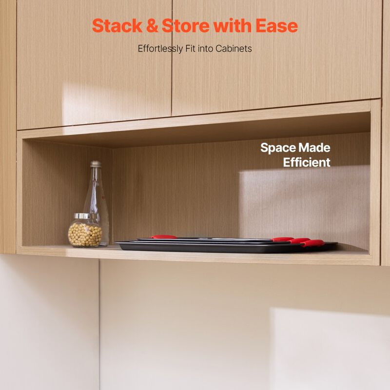 3-Piece Nonstick Carbon Steel Baking Pan Set with Heat-Resistant Silicone Handles