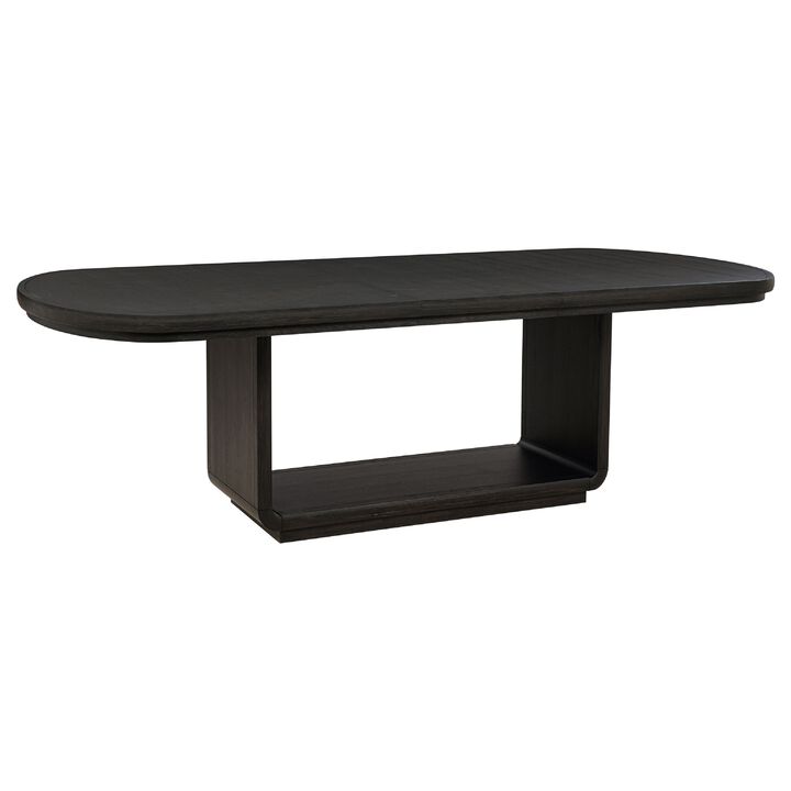 Lina Dining Table, 78-96 Inch Extendable Top, Open Base, Burnished Black