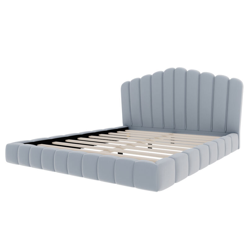 Gludla Velvet Upholstered Queen Bed image number 5